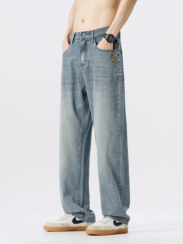 Mingge | Tencel Lyocell Loose Straight Jeans Men's Summer Thin Anti-wrinkle Cool Comfortable Pants