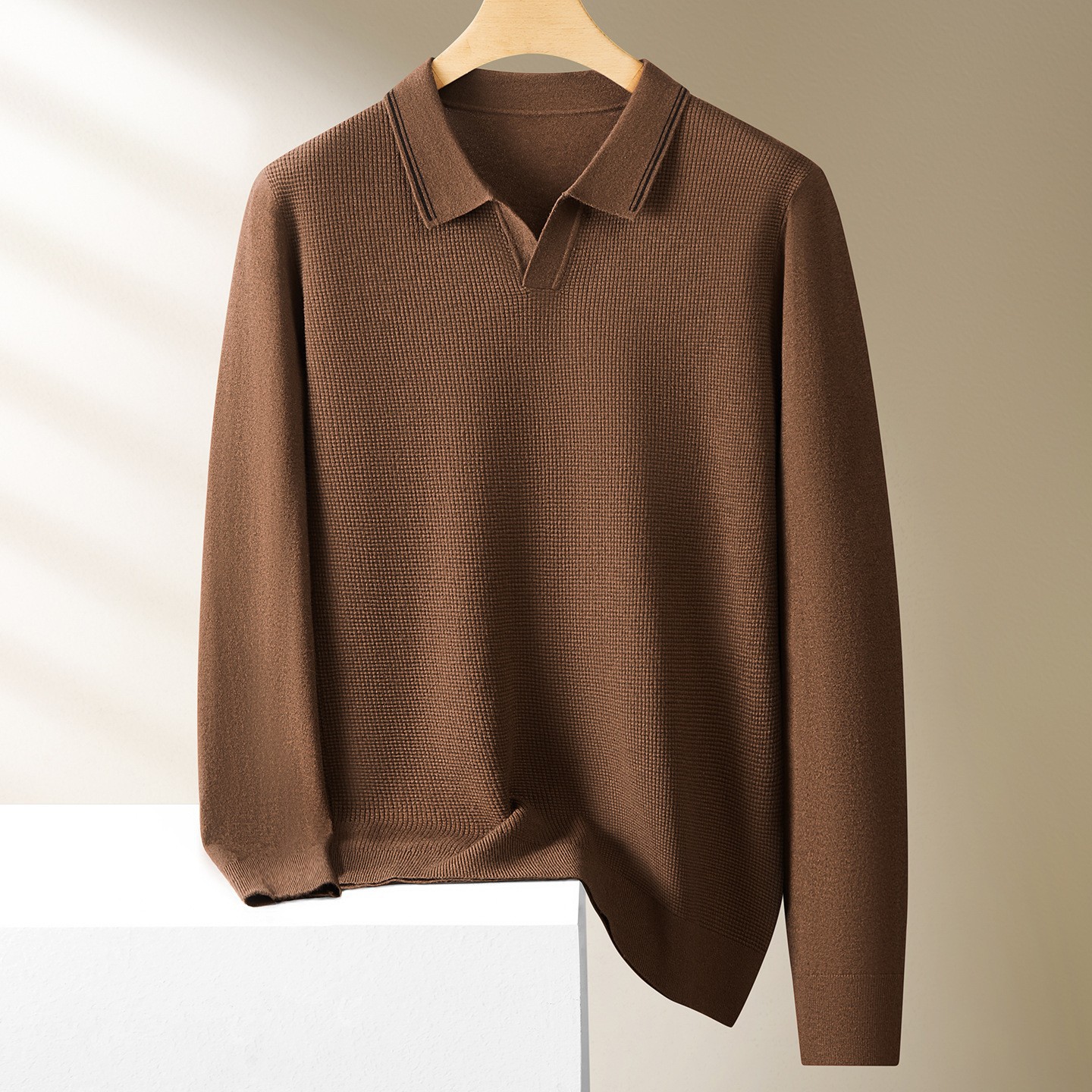 Fat Brother 2025 Fashion Lapel Sweater Men's Large Size Autumn Wool Blended Top Fat Man Casual Easiest for Match Outerwear