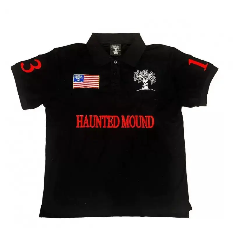 2025 Cross-Border New Style American Retro Letter Embroidered Polo Shirt Loose Casual Short-Sleeved Top