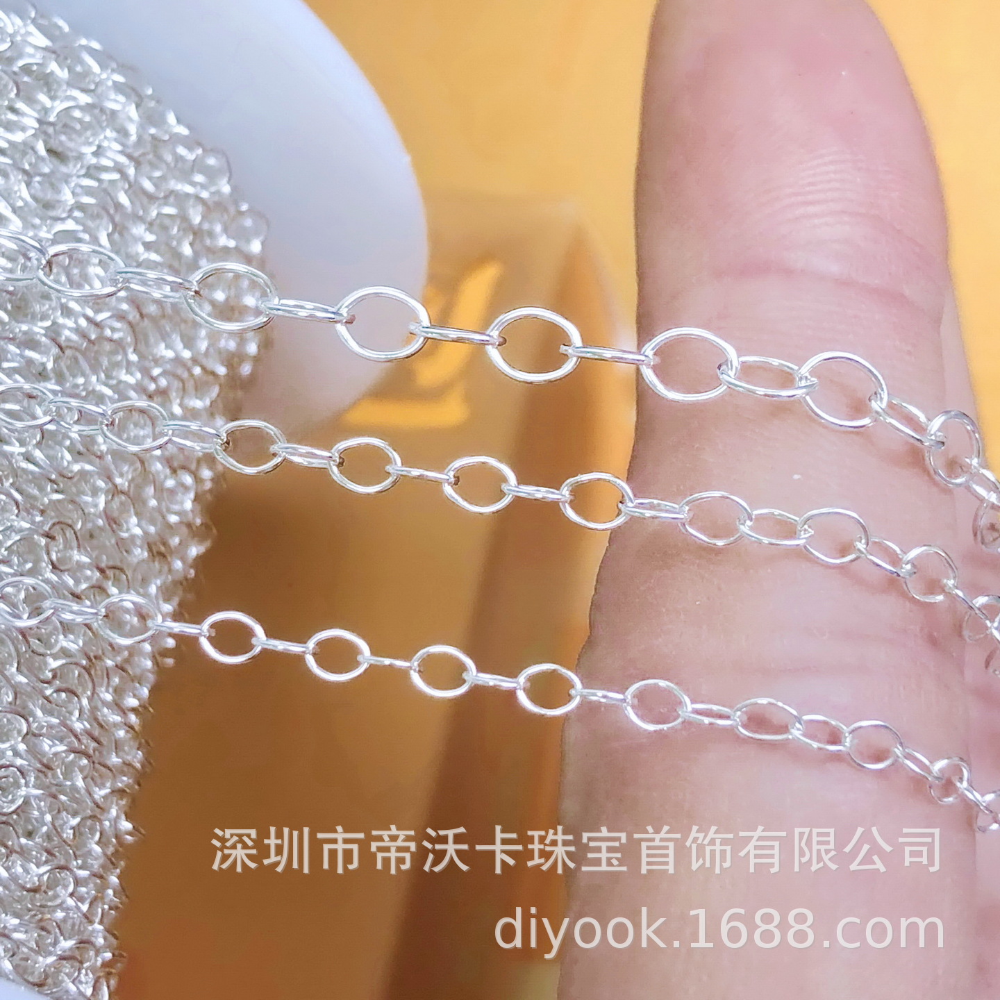 American 925 Sterling Silver Chain Round O Cross Chain O-Shaped Chain Extension Chain Tail Chain Lengthening Chain Loose Chain DIY Accessories
