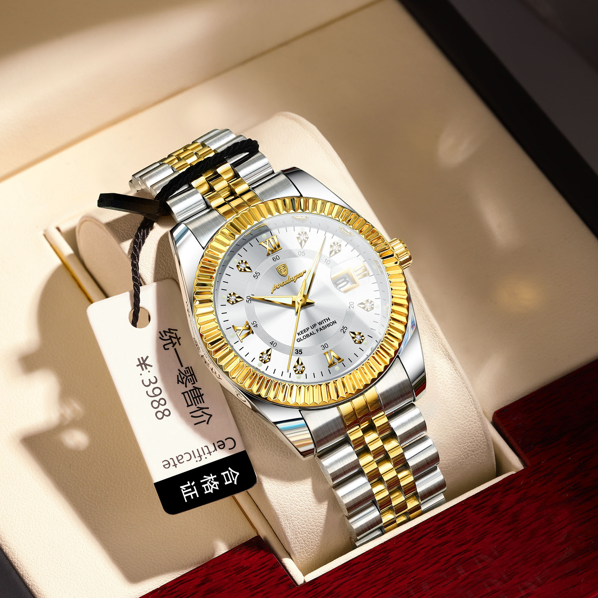Men's Fully Automatic Mechanical Watch Business Waterproof High-End Luminous Men's Calendar Quartz Watch Large Dial