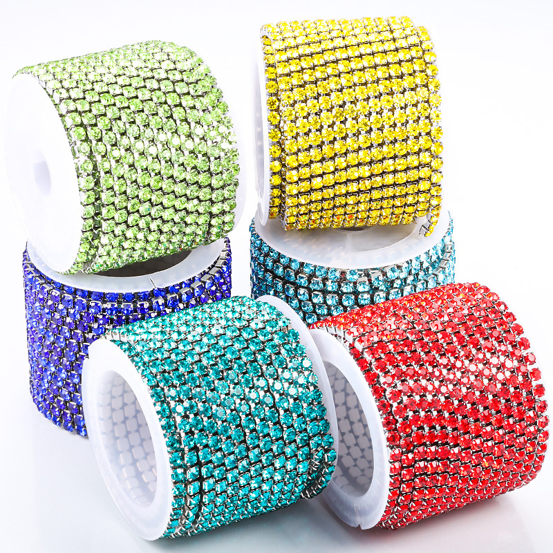 Stainless steel color rhinestone encryption claw chain fashion men's and women's necklace bracelet clothing chain diamond claw chain DIY jewelry