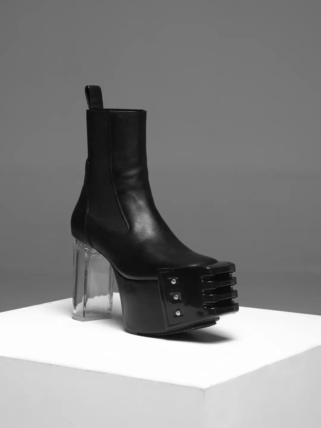-Ttulf- Kiss Boots Full Genuine Leather Thick Sole Increased Metal Embedded Crystal Heel Men's High Heels