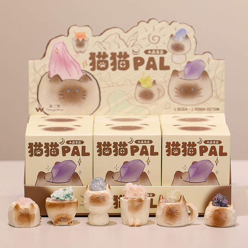 Cute Cat Pai Crystal Blind Box Trendy Resin Craft Diffuser Stone Good Luck Meaning Decoration Stress Relief Ornament