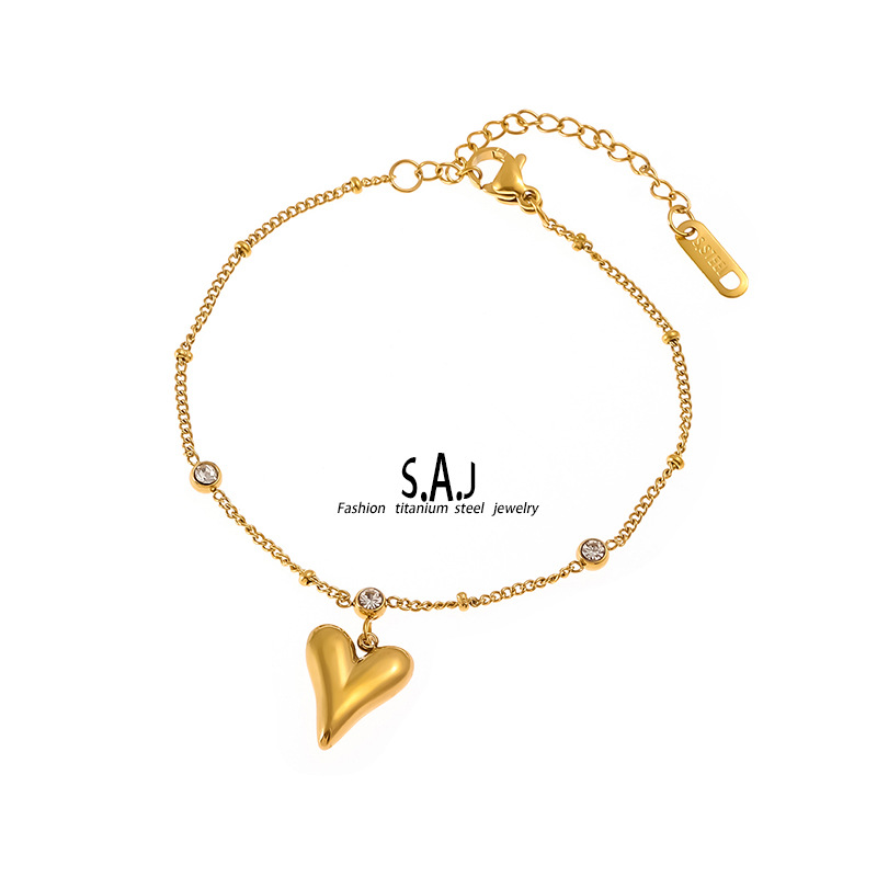 2024 New 18K Gold Love Crystal Achor Women's Ins Internet Celebrity Trendy Mori Niche Design for Tanabata