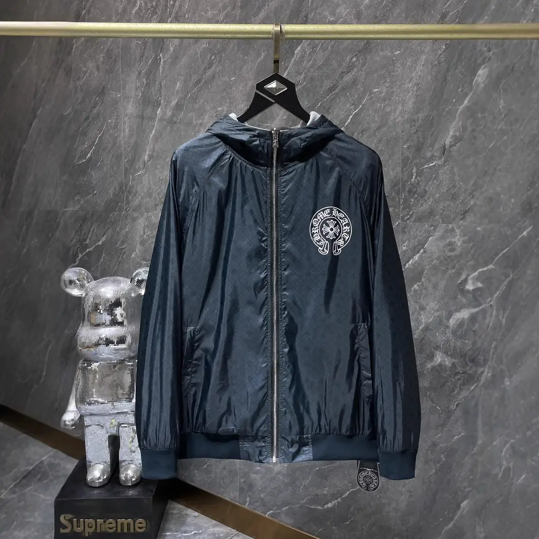 25 New Chrome Heartsch Chrome Cross Dark Pattern Horseshoe Double-Sided Hooded Trendyy Jacket
