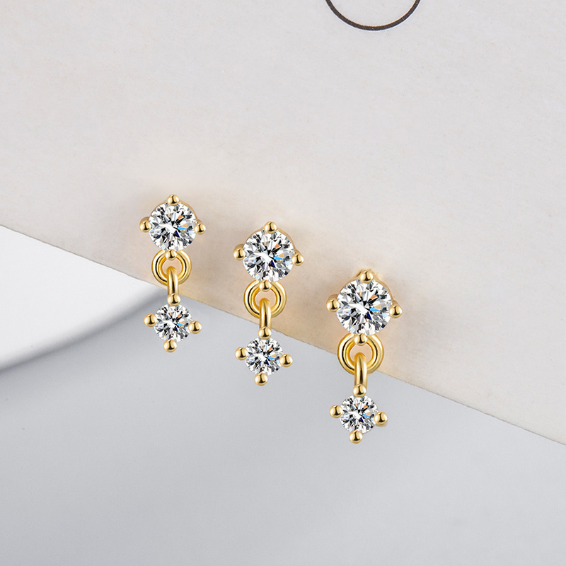 European and American Cross-border Stainless Steel 18K Gold Zircon Ear Nail Screw Ear Nail Exquisite Small Nose Nail Versatile Ear Jewelry