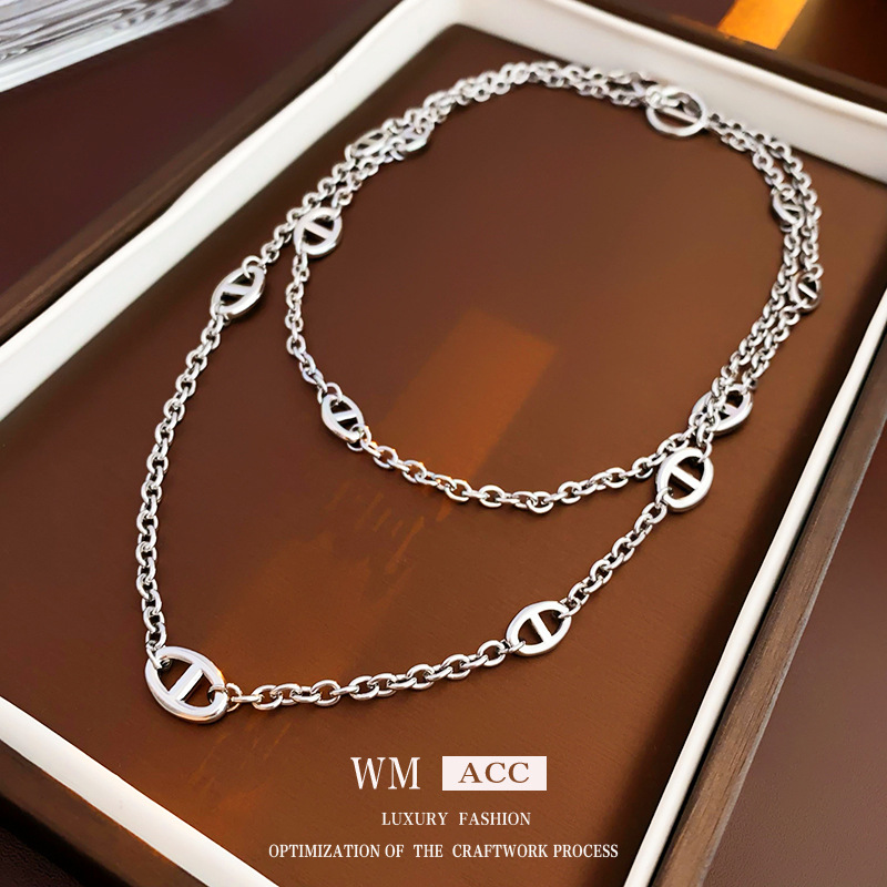 Korean Fashionable Metal Pig Nose Necklace, Personalized and Versatile Clavicle Chain, Light Luxury and High-End Jewelry Manufacturer Wholesale