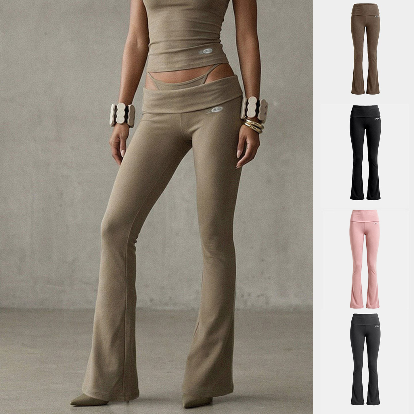 Korean Badblood Bcac Series Spicy Girl Casual Pants Women's Niche Flared Pants Stretchy Long Pants Floor-Length Pants