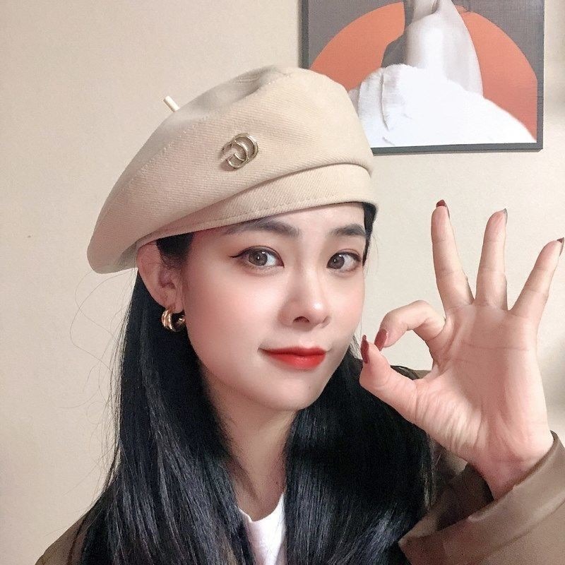 Korean Style Internet Celebrant Painter Hat Autumn and Winter Women's Face Small All-match Beret Japanese Style Sweet Cute Hat Bud Hat