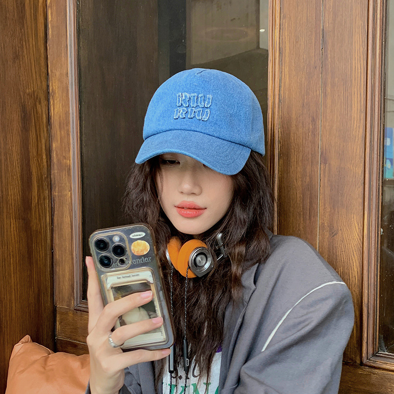 New letter RIU baseball cap Denim trendy cool retro peaked cap Korean style fashionable all-match sun hat ins
