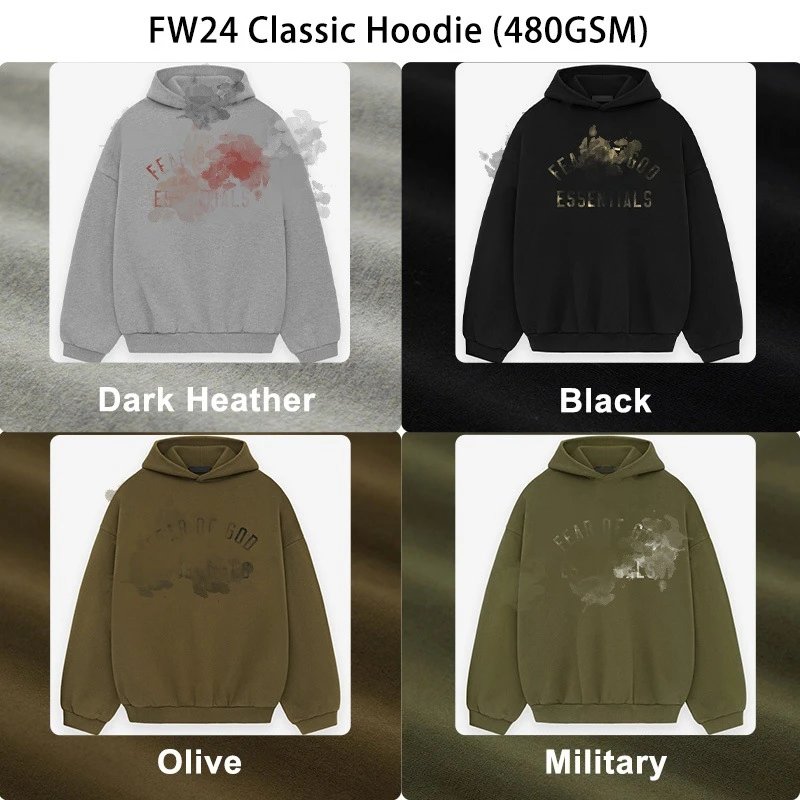 GPZ2024FW ESS Print Heavy Hoodie 480GSM fabric24款 厚绒布帽衫