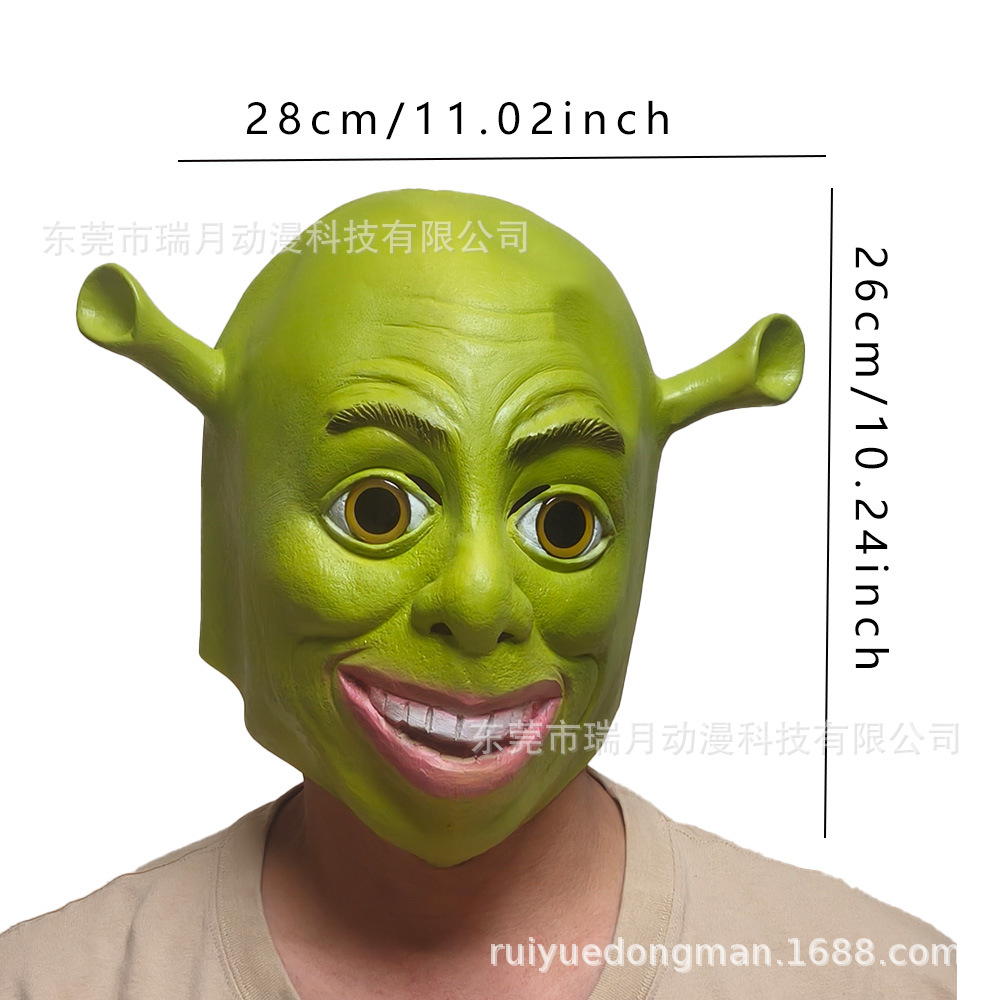 2026 Shrek Mask Cosplay Green Monster Mask Cartoon Mask Carnival Party Adult Headgear Latex