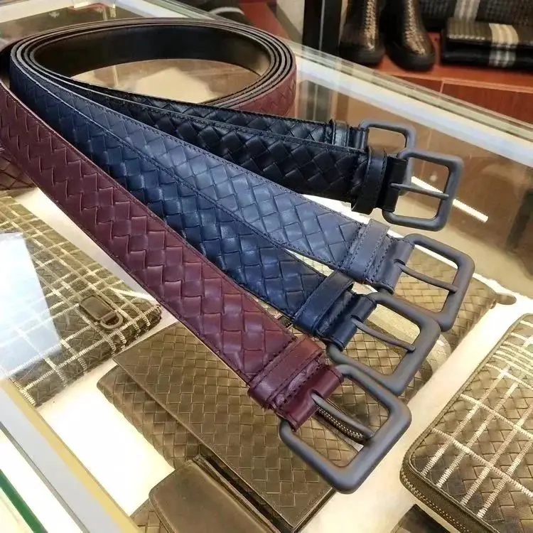 B皮带男士真皮针扣纯手工编织头层小牛皮编制情侣款腰带青年百搭