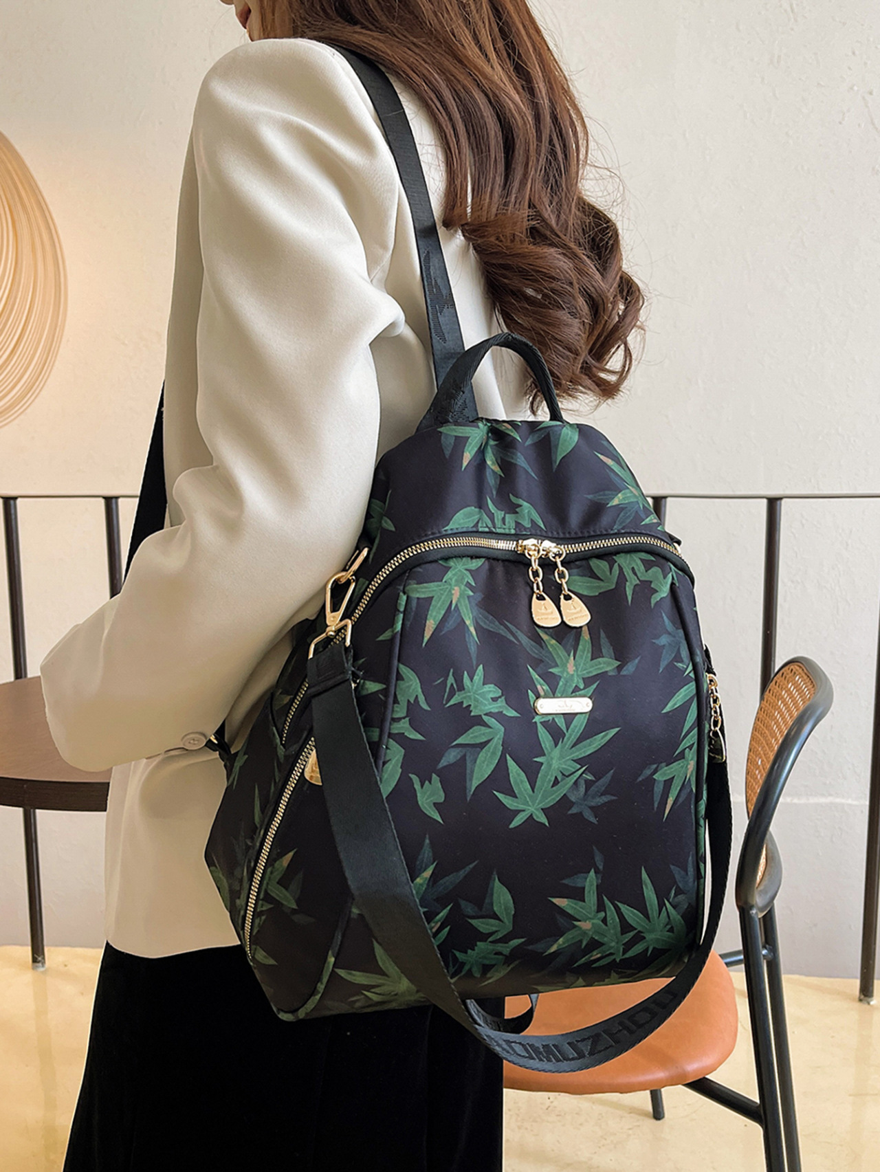 Guofeng New Arrival Bamboo Leaf Light Luxury Ethnic Style New Arrival Three-Use Fashion Women's Backpack All-Match Travel Schoolbag
