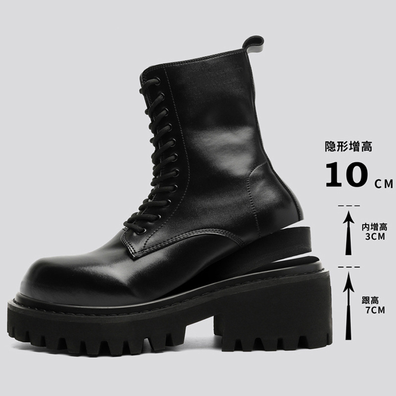 2026 Autumn New Style Tough Guy Motorcycle Martin Boots, Big-Toe Men's Boots, Thick-Soled Height-Increasing Men's Boots, British Style Work Boots