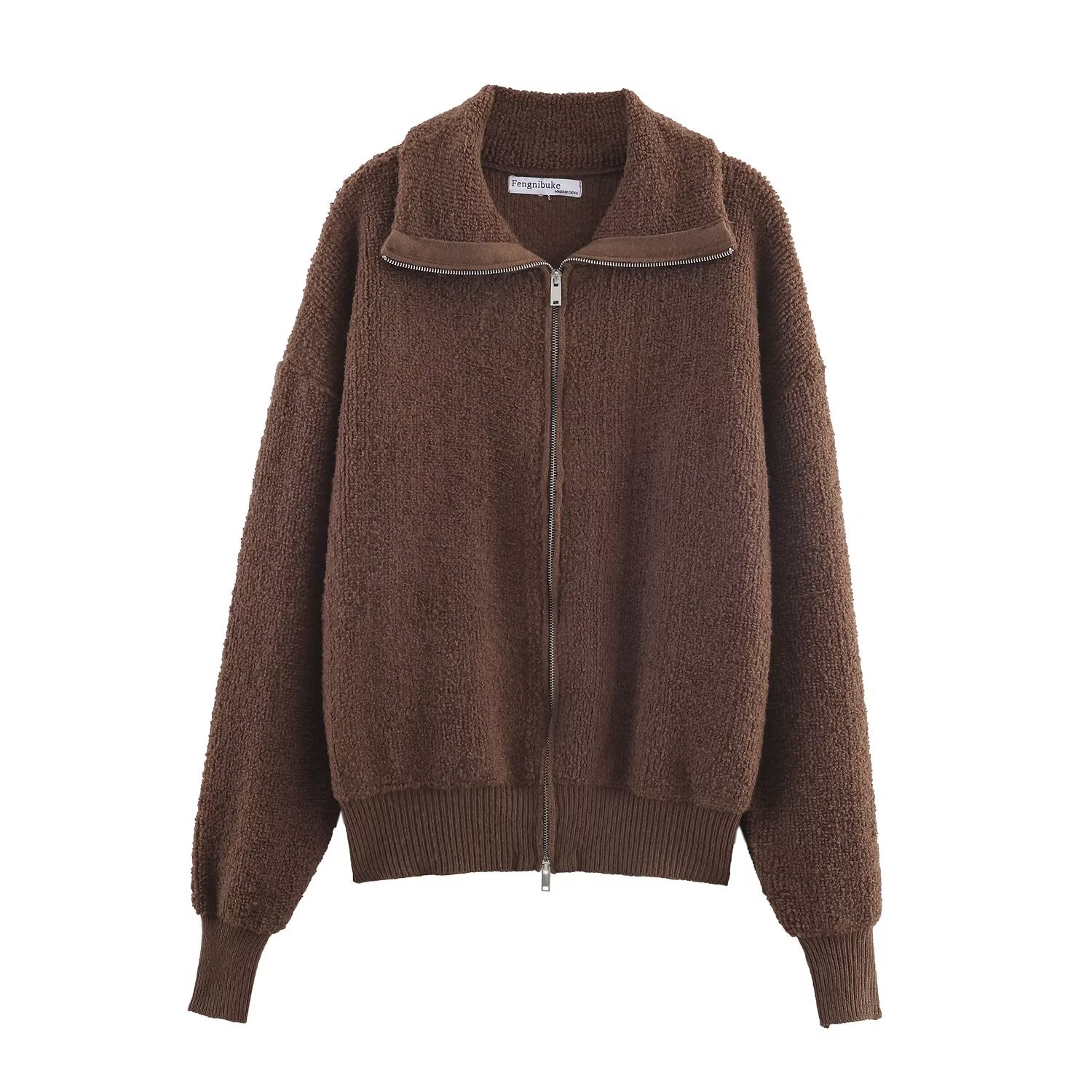 Foreign Trade Wholesale Autum New European and American Style Lapel Ring Woolen Bomber Jacket 4192161