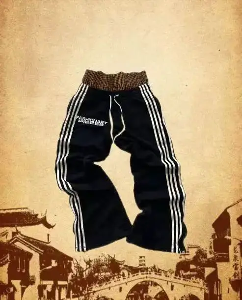 Y2K Straight Harajuku Baggy Pants Men Women Striped Trousers