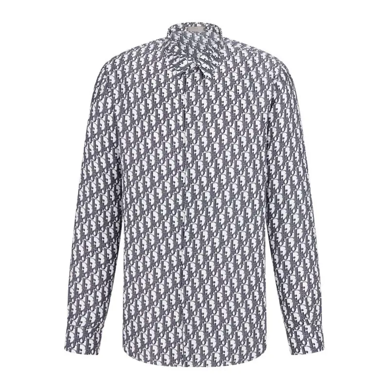 Ceiling Quality Spring and Summer Full-body Letter Printed Lapel Shirt Fashionable Looser Version Men and Women Casual Long Sleeve Shirt