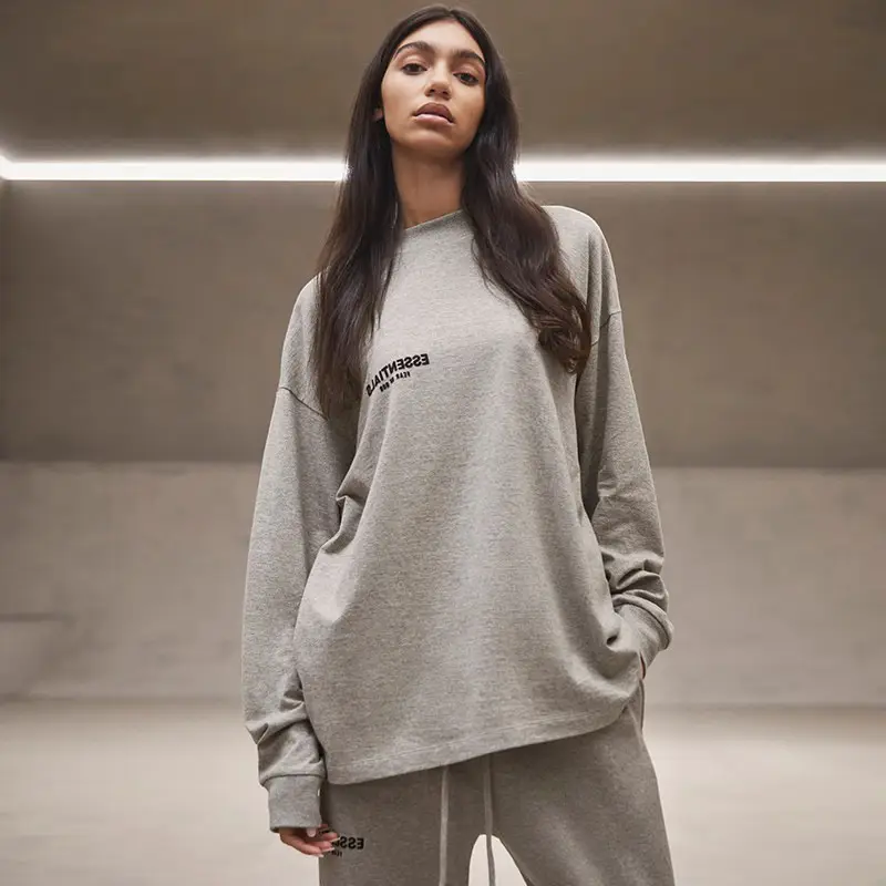 FOG compound line ESSENTIALS new flocking small label long-sleeved T-shirt high street tide loose couple bottoming shirt fall
