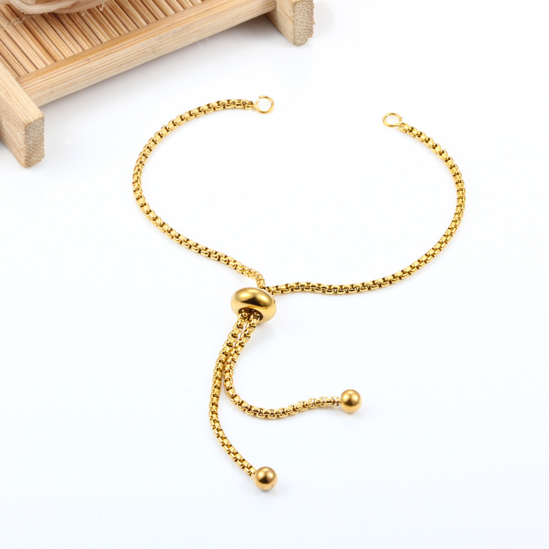 Vacuum color retention 18K gold pearl bracelet with adjustable silicone beads double hanging extended chain diy jewelry material accessories