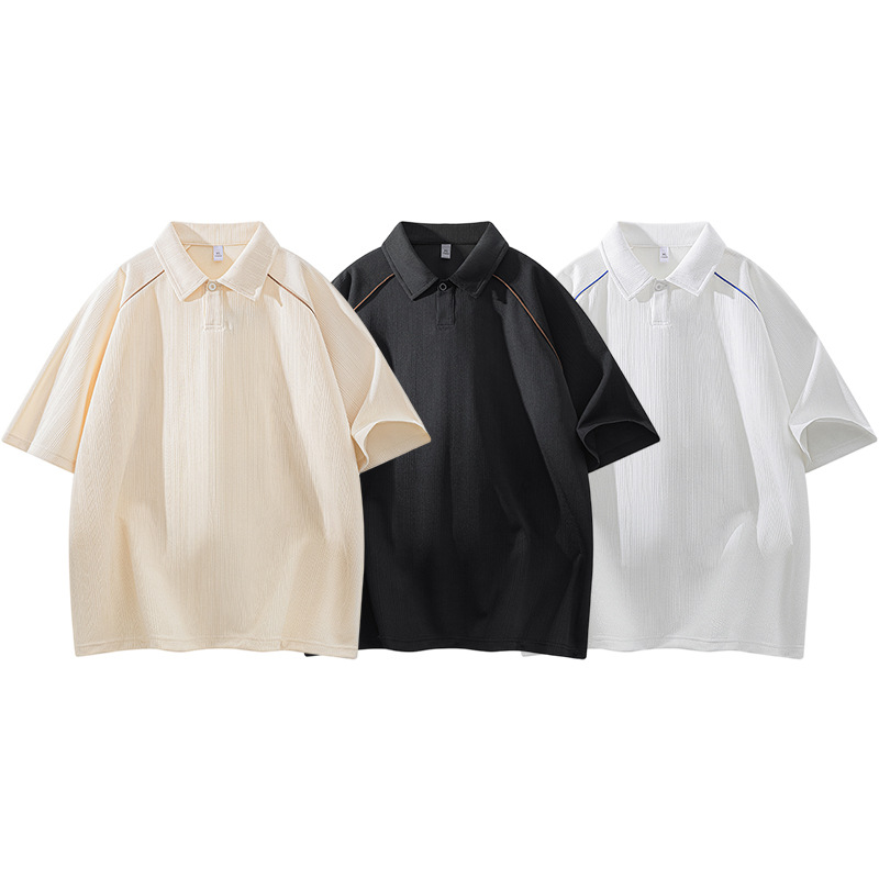 Men's Turn-Down Collar Short-Sleeve Polo T-Shirt Custom Trendy Brand Polo Shirt Short-Sleeve Unisex Casual Loose Half-Sleeve T-Shirt Top