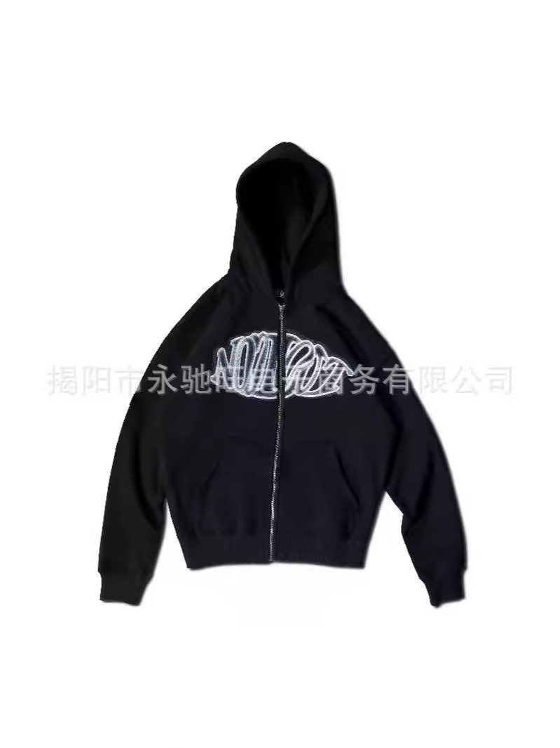 Vintage Pattern Printed Zipper Top National Fashion Skeleton Zipper Hoodie 90 s Sports Loose Cardigan Jacket