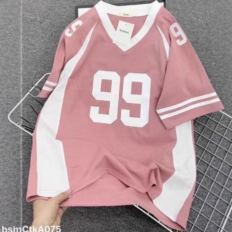 American High Street Casual Sports Baseball Collar Color-Block Short-Sleeve Long-Sleeve T-Shirt for Women, Summer Loose Printed Half-Sleeve Top