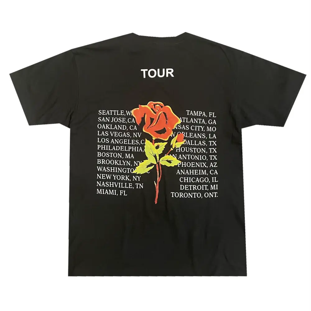 Yeezus Tour Skull Rose S-3Xl Men Print Retro T-Shirt Wearable 100kg Short Sleeve Super Loose
