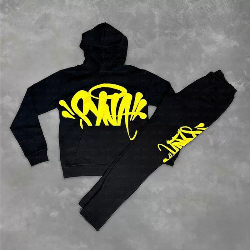 Cross-border foreign trade American street retro hip-hop style hooded pullover personalized letter print men's sweatshirt pants