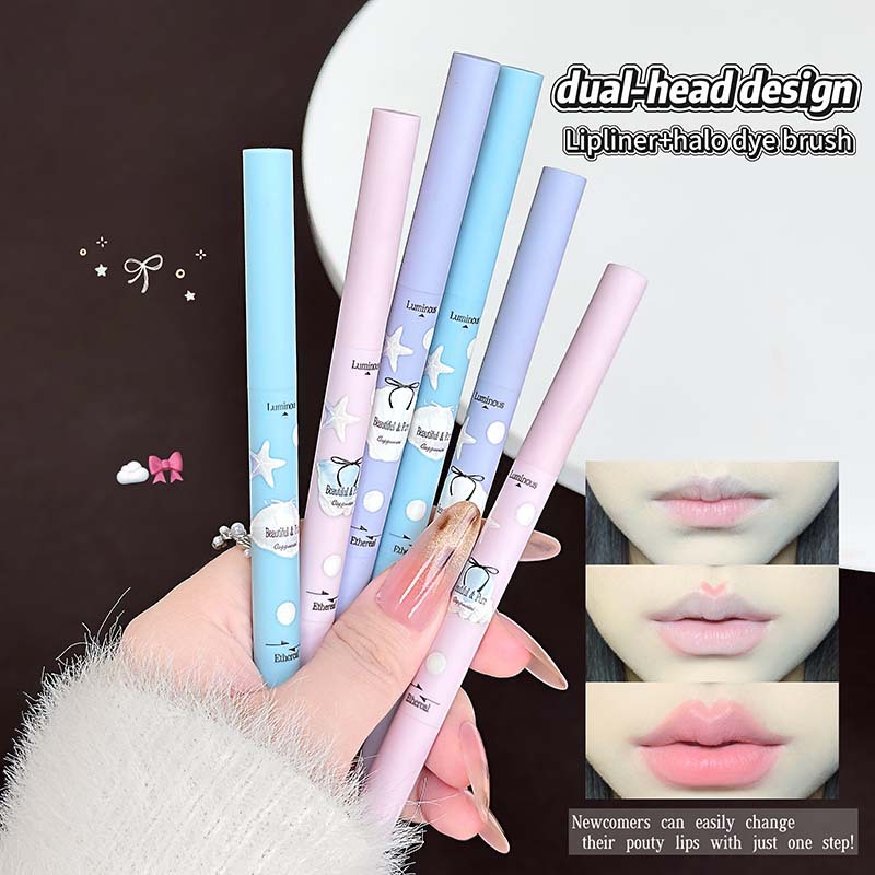 Cross-Border Cappuvini Sweetheart Soft Mist Dual-Ended Lip Liner, Natural Lip Contouring, Long-Lasting, Waterproof and Sweat-Proof Cosmetics