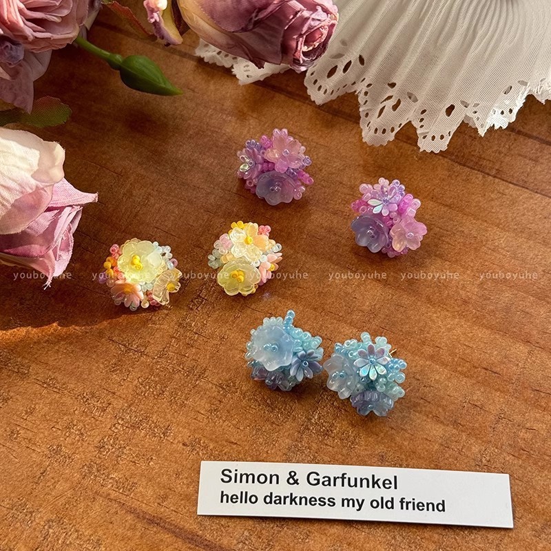 Summer Colorful Dopamine Flower Earrings for Women, Holiday Vibe Earrings, Sweet and Cute Ear Studs, High-End Niche Style