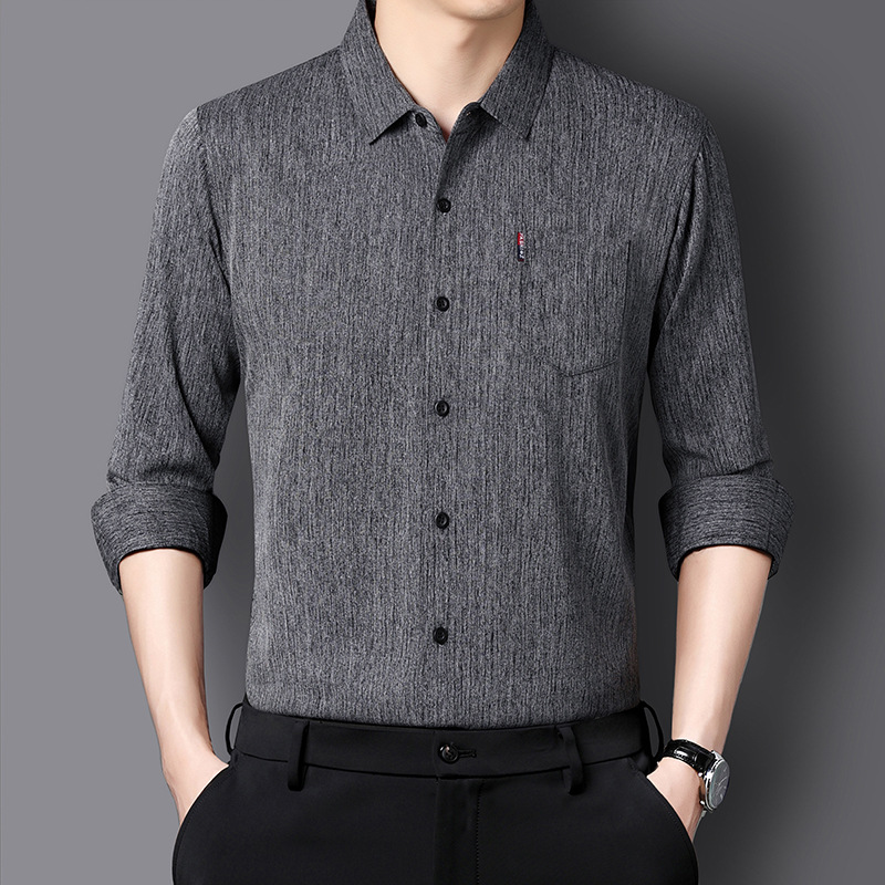 Long Sleeve Men's Shirt Spring and Autumn New Cross-border Casual Loose Top Men's Fashion Real Pocket Business Shirt for Men