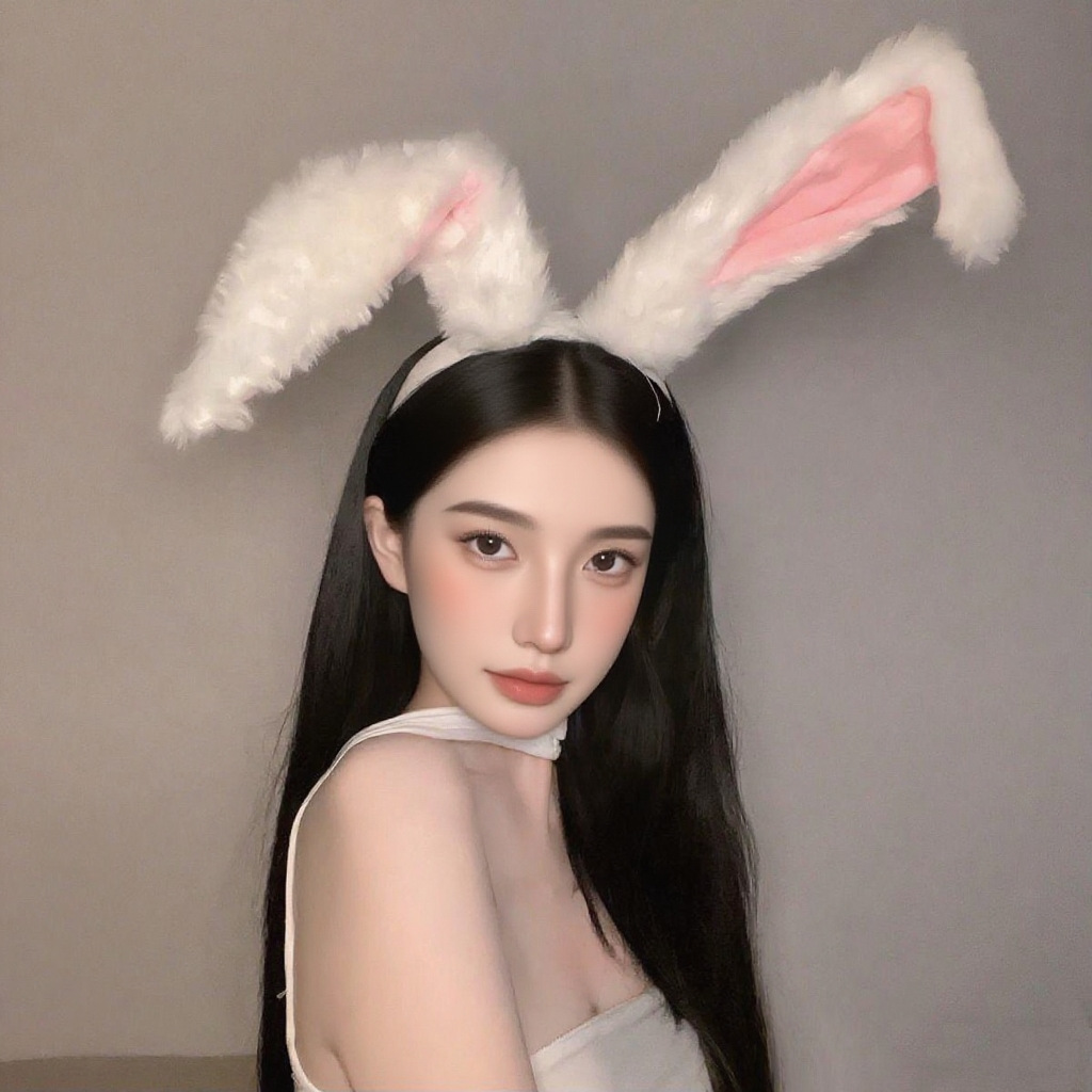 Rabbit Ears Headband Women Autumn and Winter Headwear Red New Year Hair Clamp Headband Bunny Cos Christmas Decoration