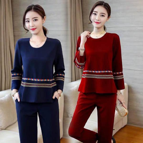 2025 Loose Plus-Size Women's Spring and Autumn Suit, New Korean Style for Slightly Chubby Women, Long-Sleeved, Tummy-Covering, Fashionable Two-Piece Set