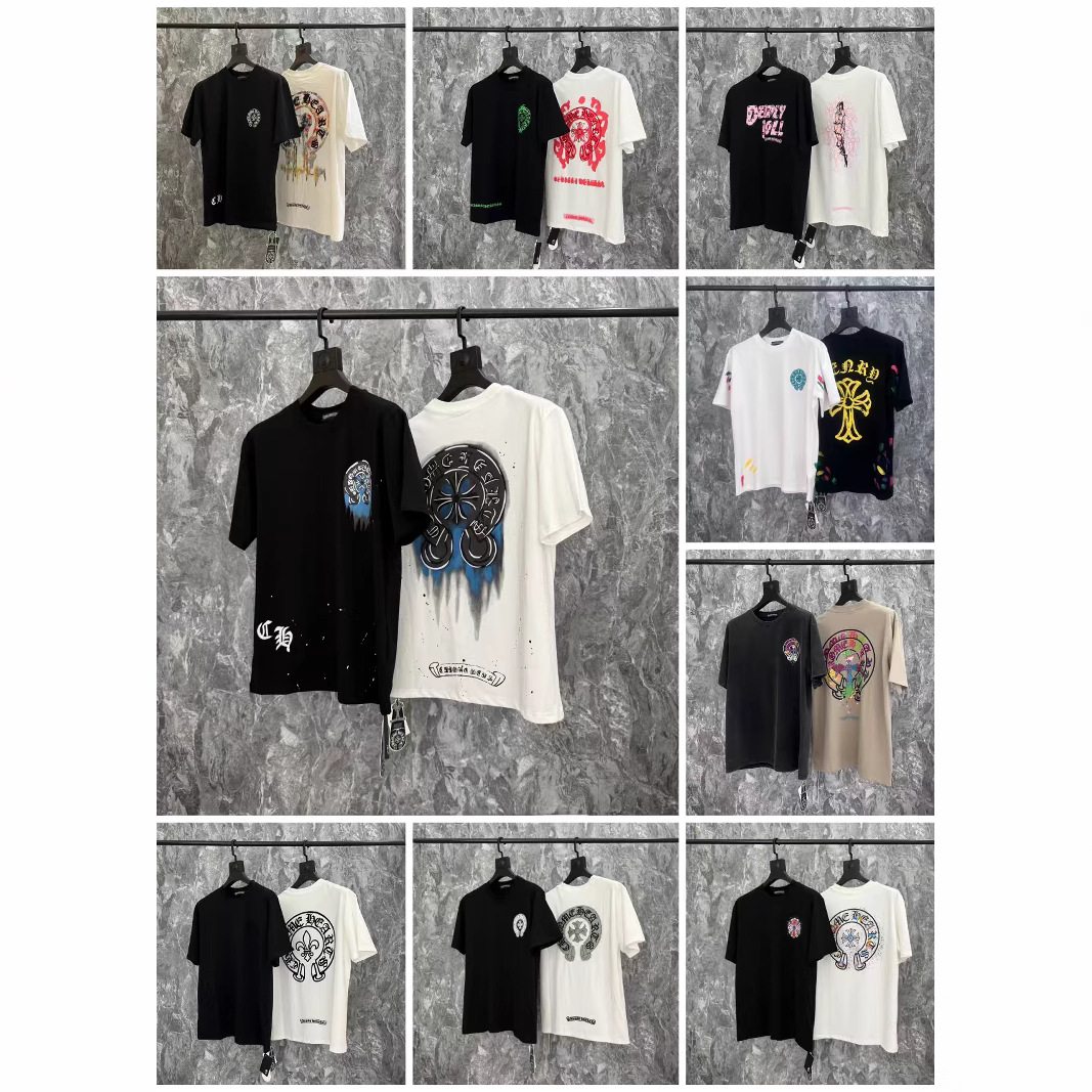 24Chrome Heart New Chrome T-Shirt Summer Short-Sleeved European and American Street Hip-Hop Men's and Women's Short-Sleeved Series