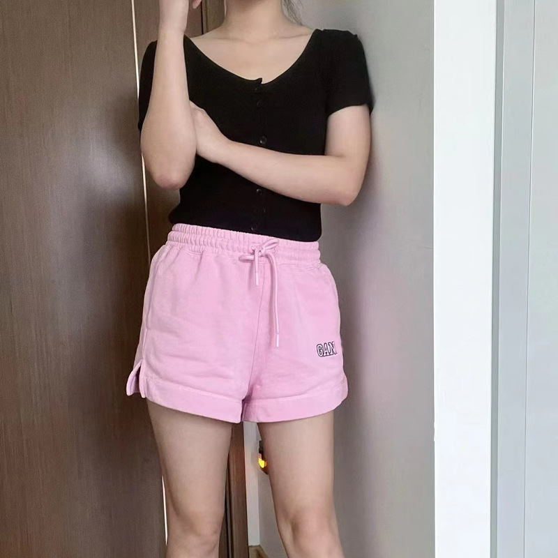 In Stock! Niche Trendy Brand Classic Letter Embroider Pure Color Sports Loose Casual Shorts for Women