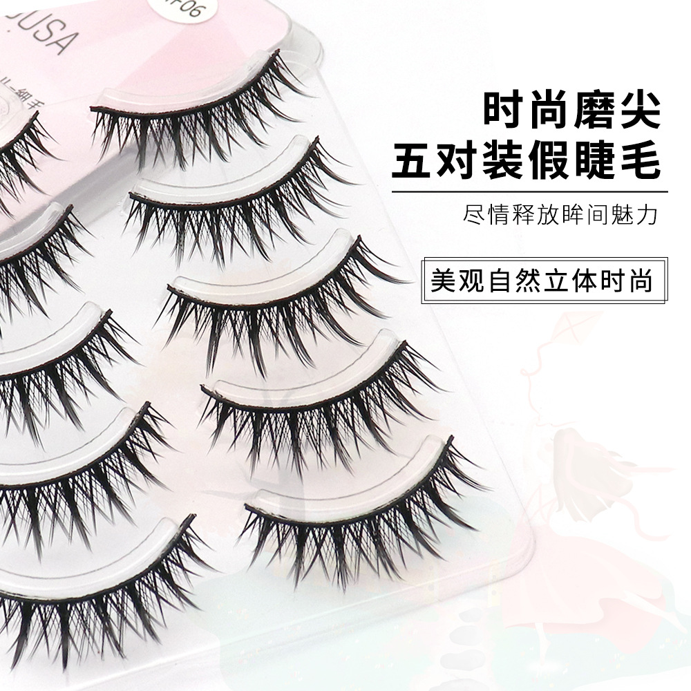 Thick curly cross COS Comic Show Deviruchi double eyelid natural black stem with eyeliner false eyelashes MF06
