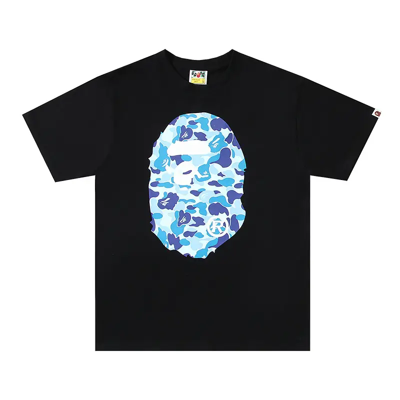 Long-Term Cross-Border Trendy Brand Men's and Women's Couple T-Shirts Men's Digital Letter Round Neck Short-Sleeved Ape Head Bape Export
