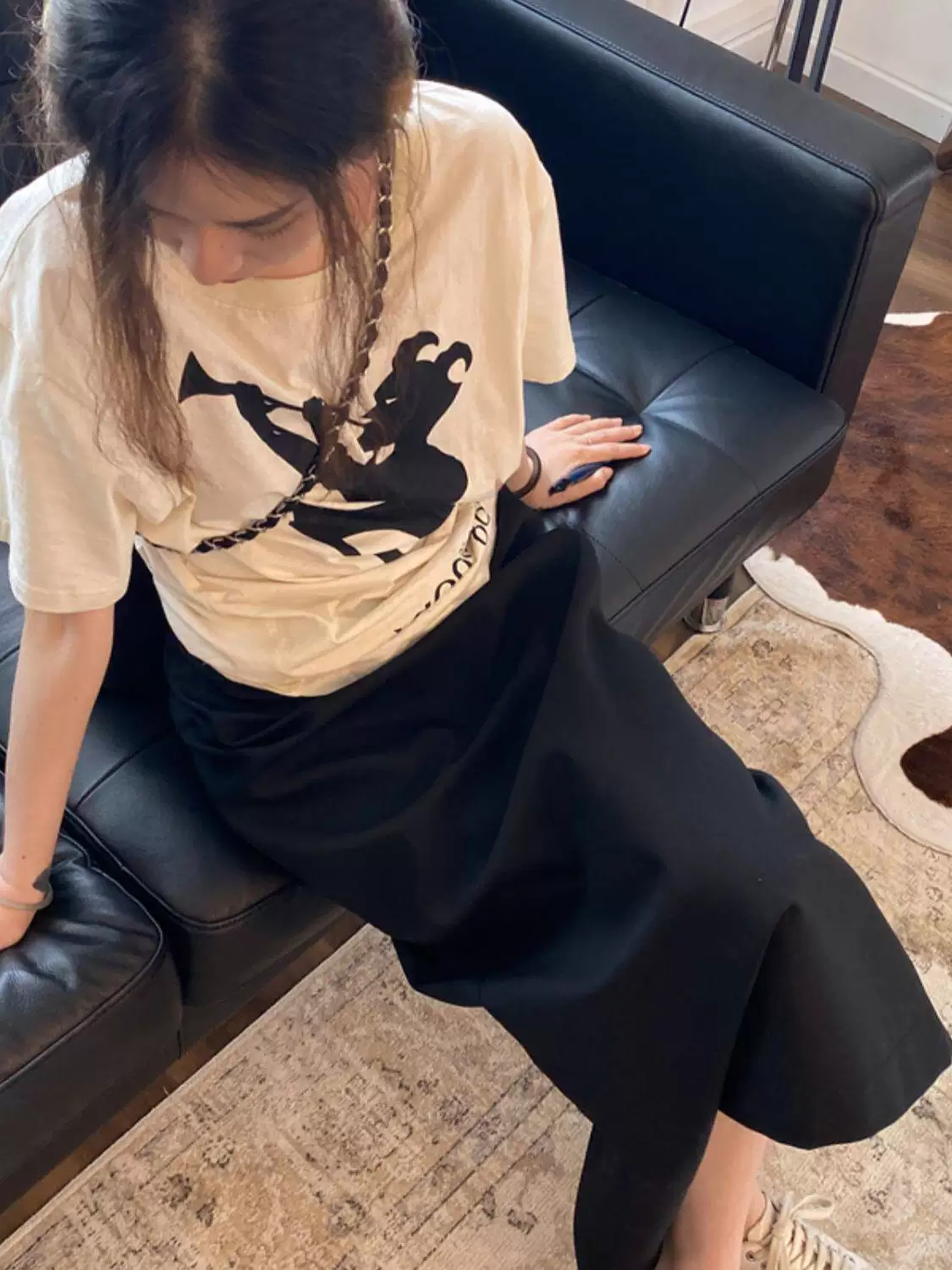Opium Hedi Boy g 19Ss Flute-Playing Demon Silhouette Floral Butterfly Short-Sleeve T-Shirt, Same Style as Bleood Foto QC de TAOBAO na Qualit.ly