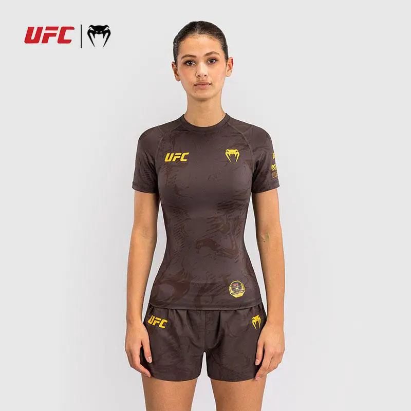 Venum Venom Ufc4.0 Fighting Week Women's Short Sleeve Bodysuit Sports Boxing Fitness Training Running Tops