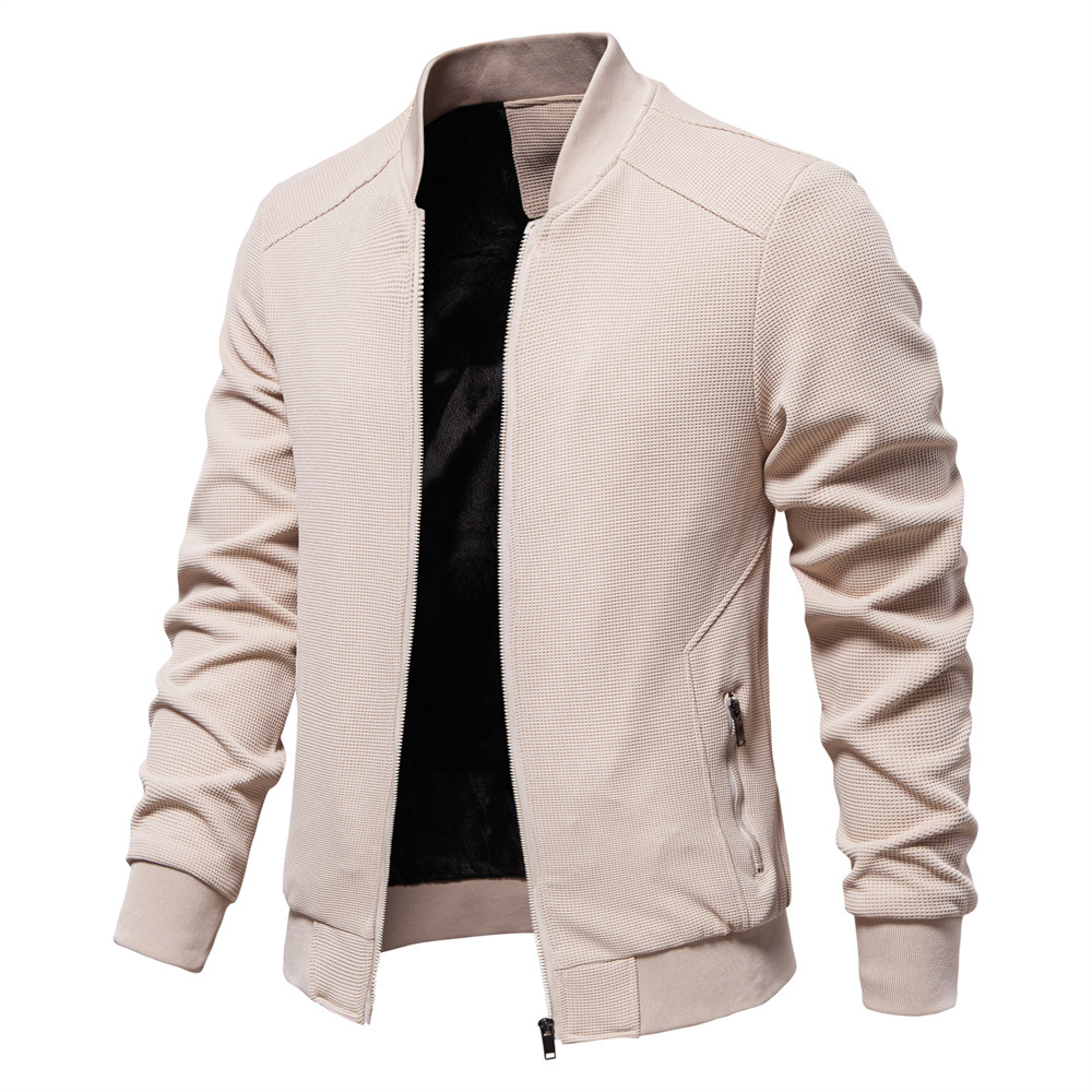 2024 Spring and Autumn New Style Stand Collar Men's Solid Color Jacket Casual Fashion Slim Fit Men's Clothing