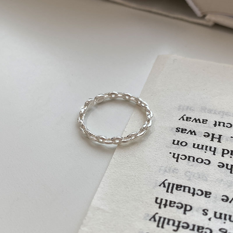 925 Sterling Silver Ring Interlocking Ring Simple Geometric INS Style Index Finger Ring Opening Design Small and 5315