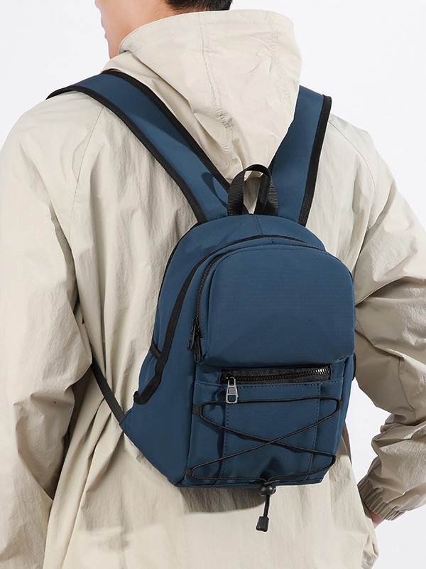 Multi-Pocket Lightweight Water-Resistant Men's Casual Mini Backpack Travel Side Pocket Water Bottle Pouch