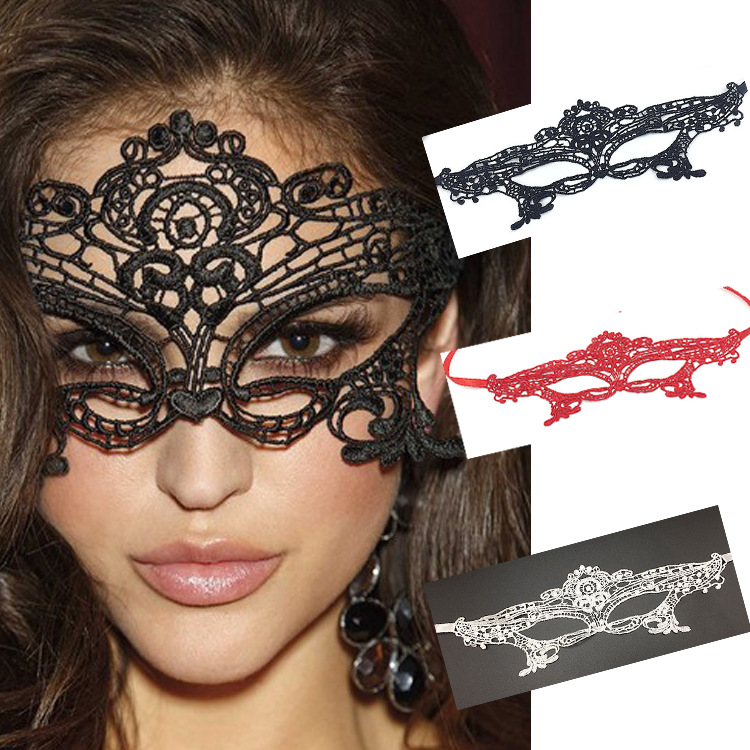Black Queen Irregular Lace Mask Halloween Mask Cosplay Photography Props Half-Face Sexy Eye Mask Red