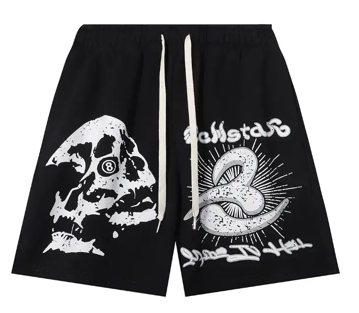 Black shorts with skull graphic