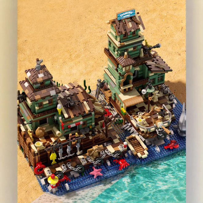 New Lego Compatible Fisherman's Villa Seaside Cottage Street View Building House Model Building Blocks Educational Toys