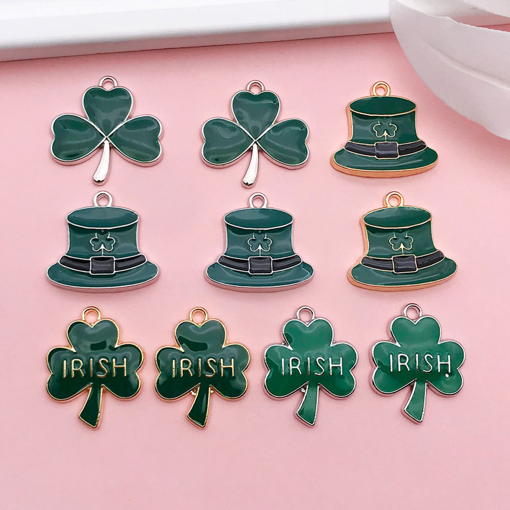 Foreign Trade Cross-border 1 Clover Irish Drop Oil Alloy Necklace Bracelet Earrings Pendant Jewelry Accessories Pendant