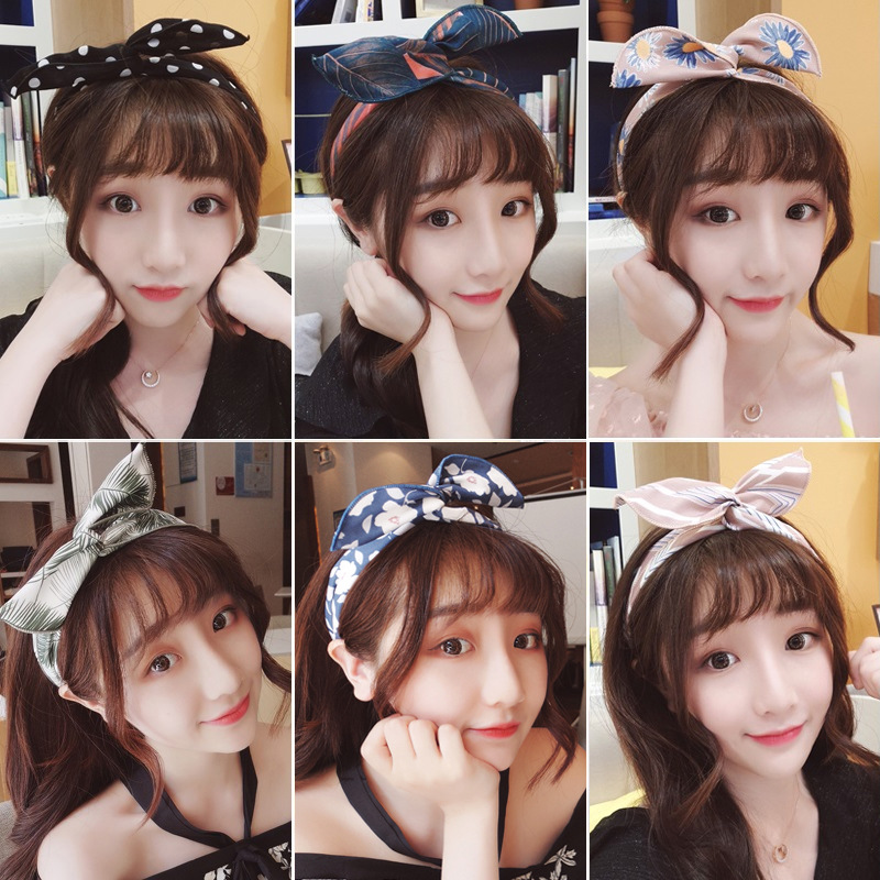 Iron wire hair band Korean style hair accessories cute rabbit ears wide edge face wash knotted headband South Korea simple headdress headband for women