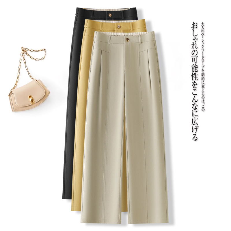 High-grade silk cotton suit wide-leg pants women's 2025 spring and summer new elastic waist drape banana narrow straight pants